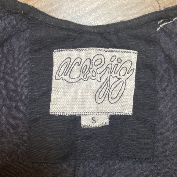 Ace and Jig linen cotton blend top black pockets ❤️ v neck lightweight size S - Picture 4 of 6